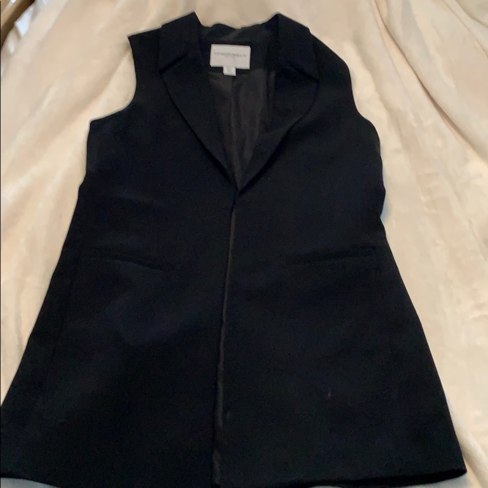 Black vest jacket, mid-thigh